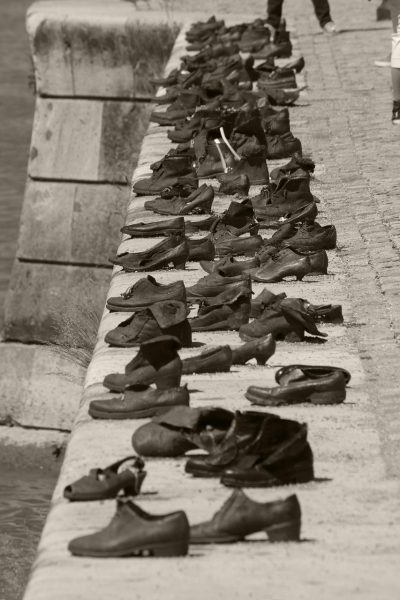 The "Shoes on the Danube Bank" in Budapest. Shoes-on-the-Danube-BanK