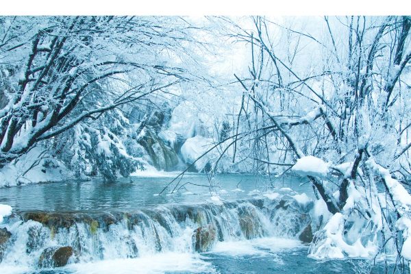 Flowing Waterfall at Plitvice Lake Croatia