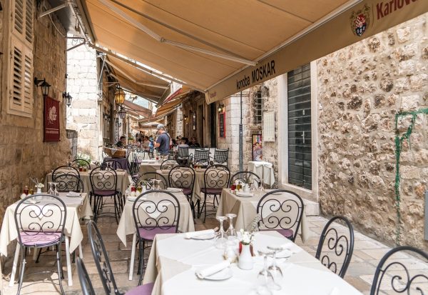 Outdoor Restaurant Scene in Dubrovik, Croatia Outdoor Restaurant Scene in Dubrovik, Croatia