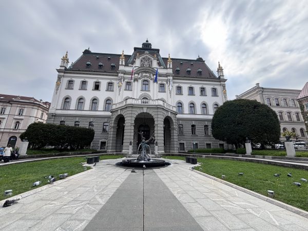 Grand Renaissance style headquarters of the University of Ljubljana facing Kongresni trg with elegant architectural details and historic facades. Designed in the style of an Italian Renaissance palazzo, the landmark building represents the intellectual and cultural heart of Slovenia’s oldest university.